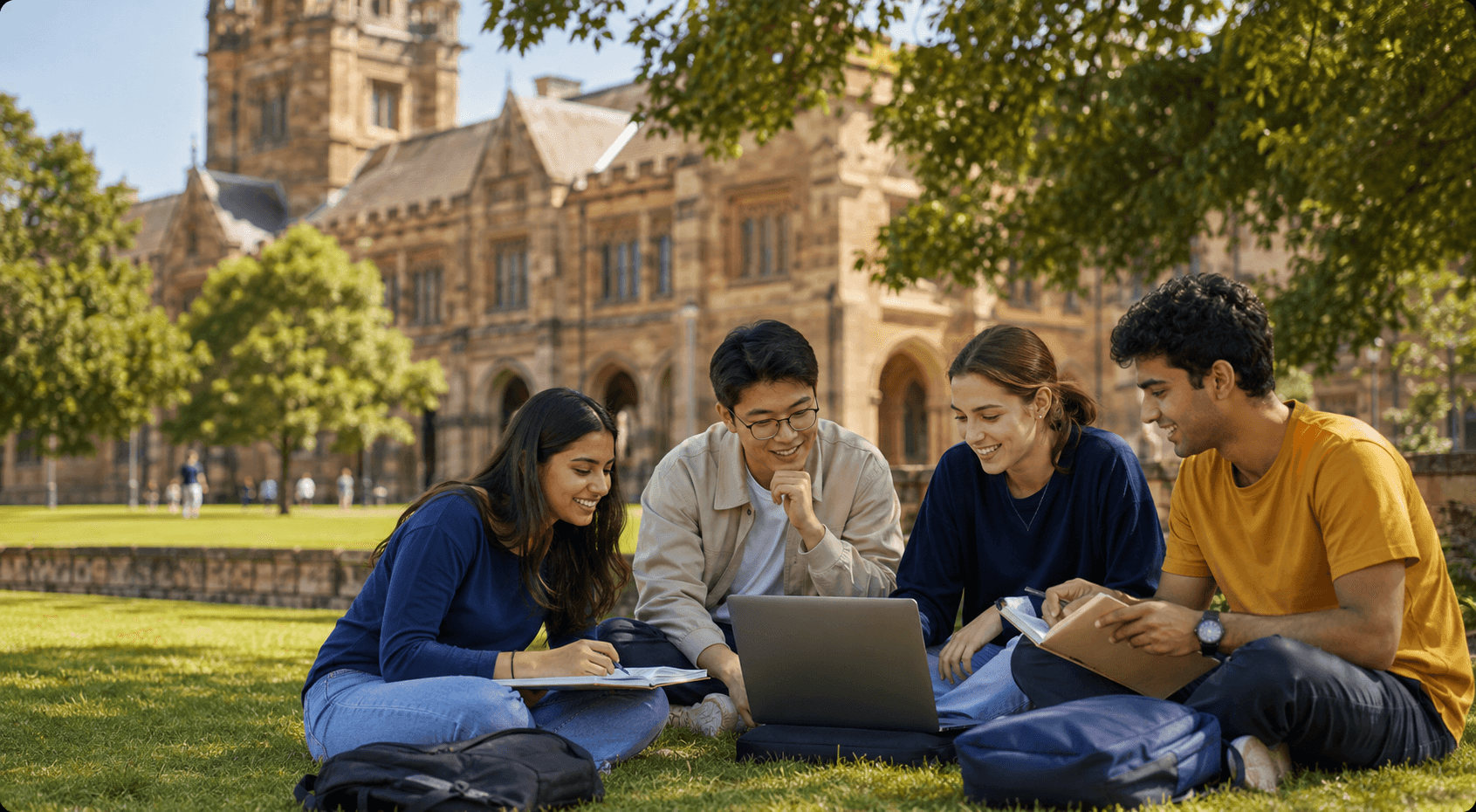 International students studying on an Australian campus